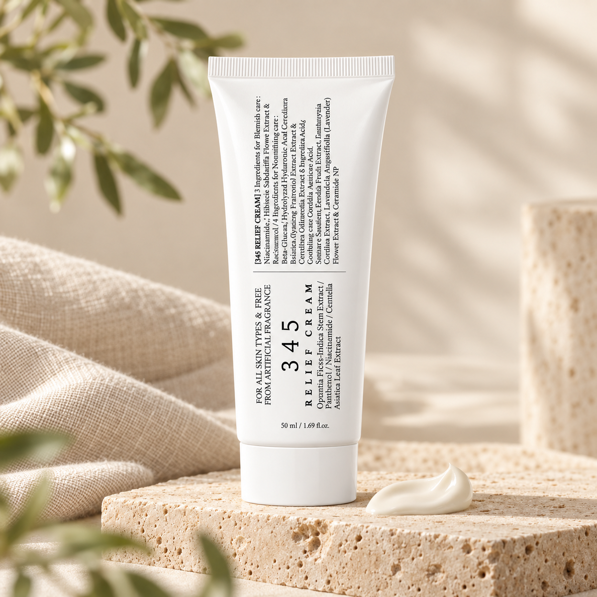 345 Relief Cream with linen and natural stone